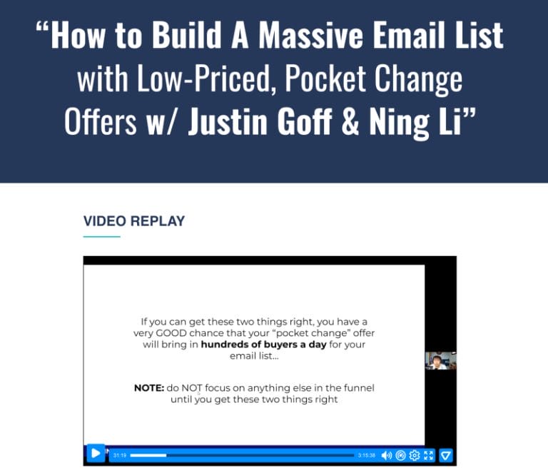 Justin Goff – How To Build A Massive Email List With Low-Priced ‘Pocket Change’ Offers